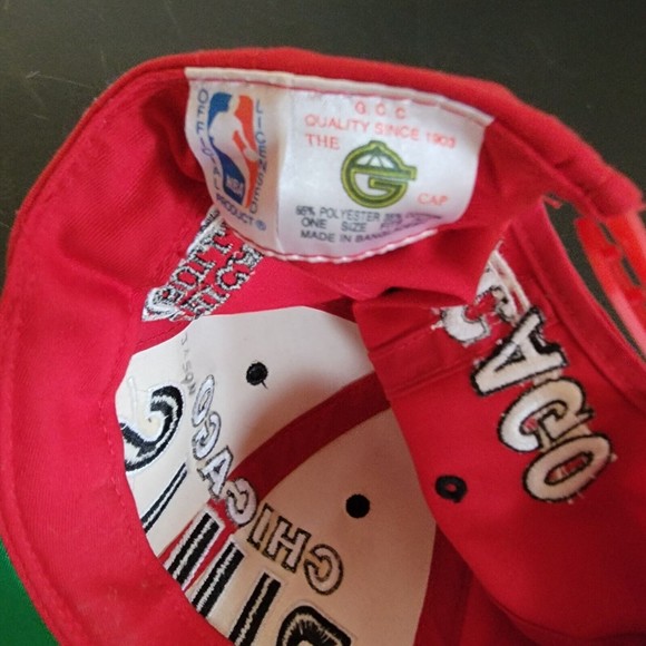 Vintage Chicago Bulls GCC G Cap Black & Red Snapback Hat 90's NBA - Picture 6 of 6